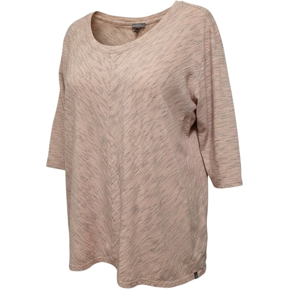 T by Talbots Womens 2X Pink Space Dye 3/4 Sleeve Scoop Neck Knit Top Pullover